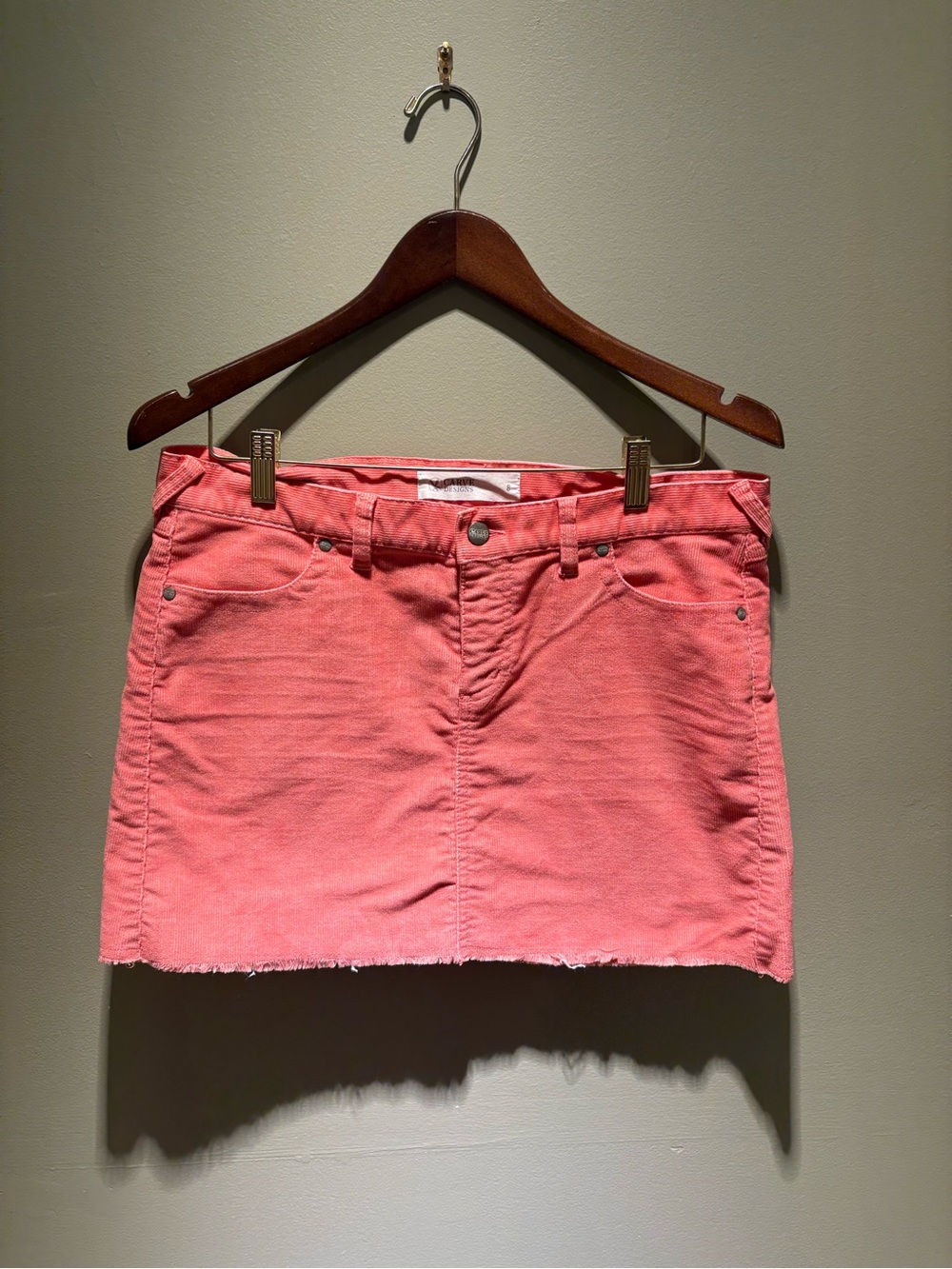 Carve Designs Coral Corduroy Raw Hem Mini Skirt